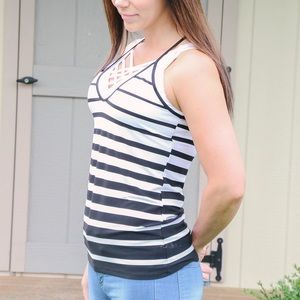 Black and White Striped Tank